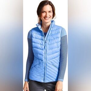 Talbots Quilted Puffer Vest Zip Up Light Blue Petite